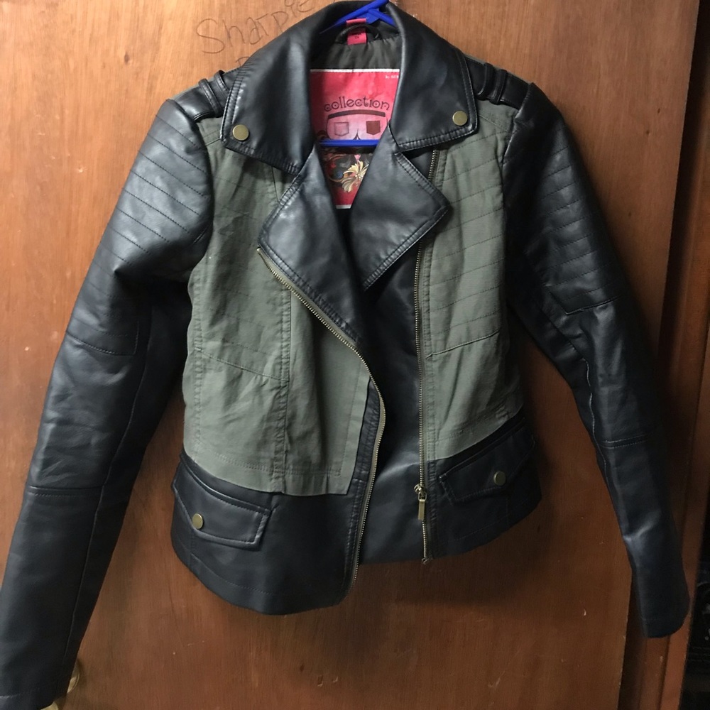 Army green leather jacket